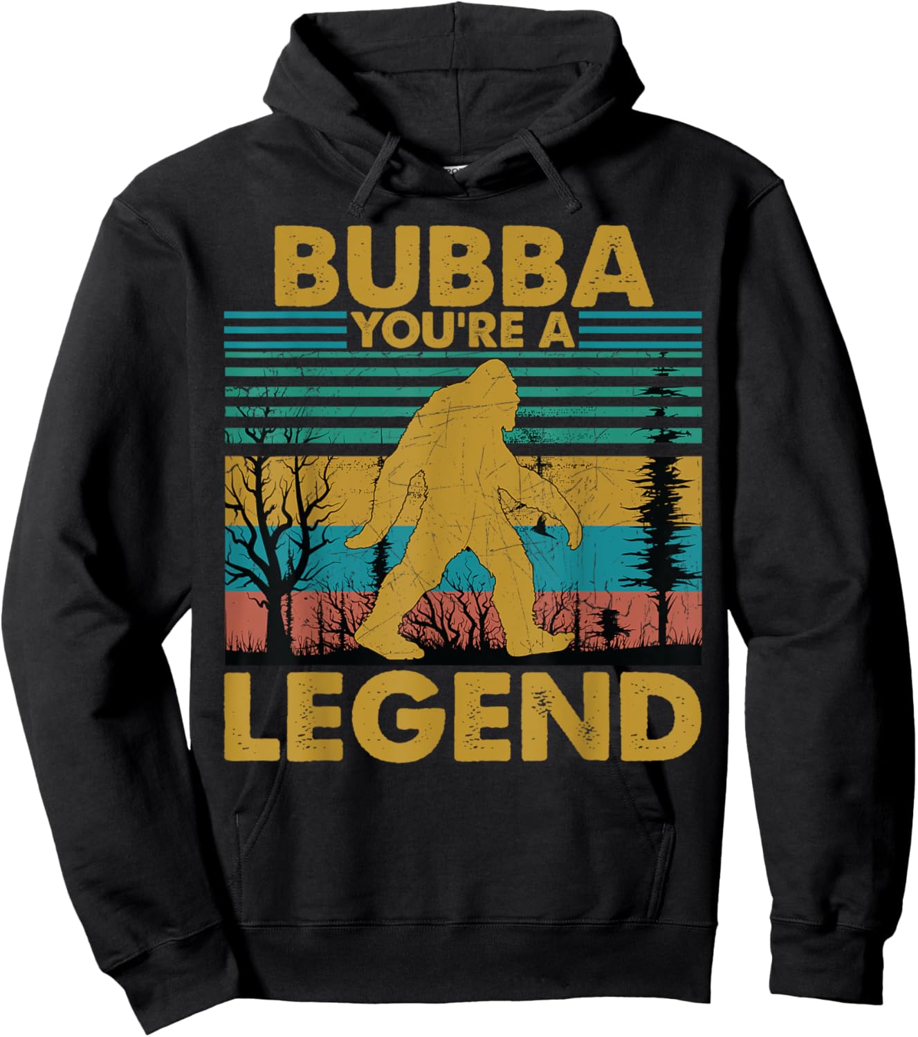 Bubba You're A Legend Retro Vintage Bigfoot Grandpa Hoodie - Hoodie | Black