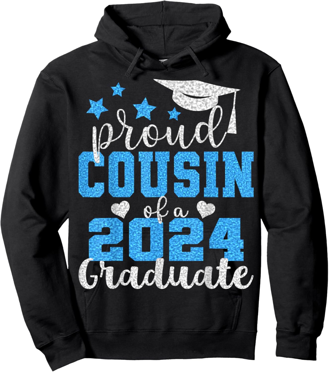 Super Proud Cousin of 2024 Graduate Awesome Family College Hoodie - Hoodie | Black