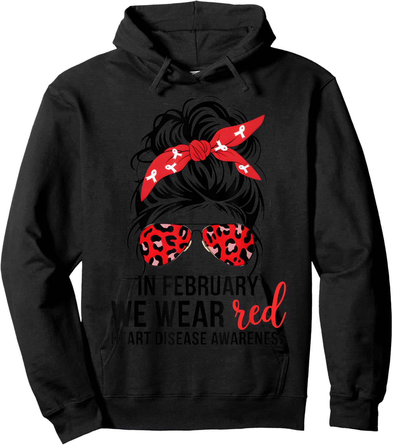 In February We Wear Red CHD Heart Disease Awareness Women Hoodie - Hoodie | Black