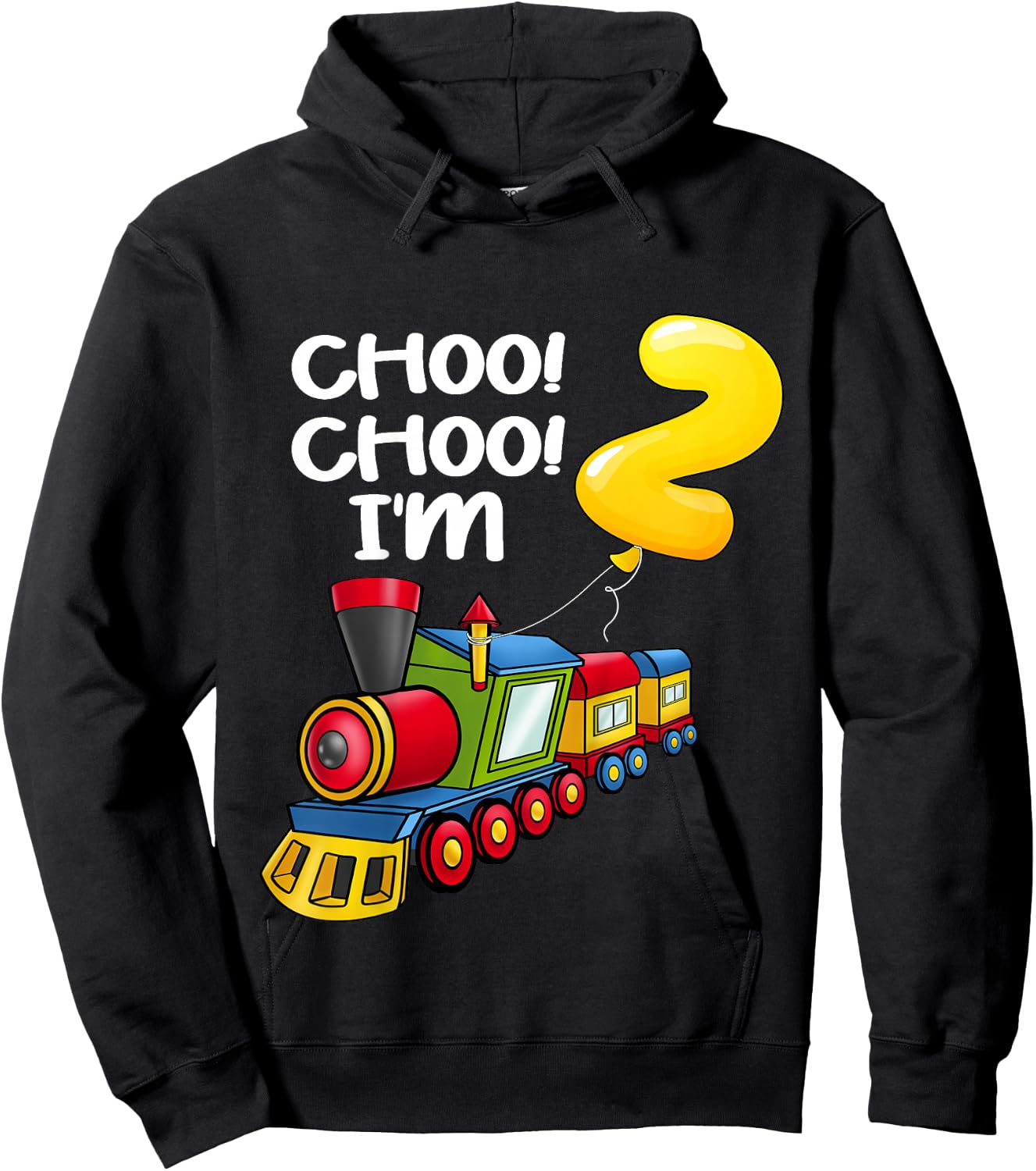 Kids Choo Choo I'm 2 Years Old Locomotive Boys Train 2nd Birthday Hoodie - Hoodie | Black