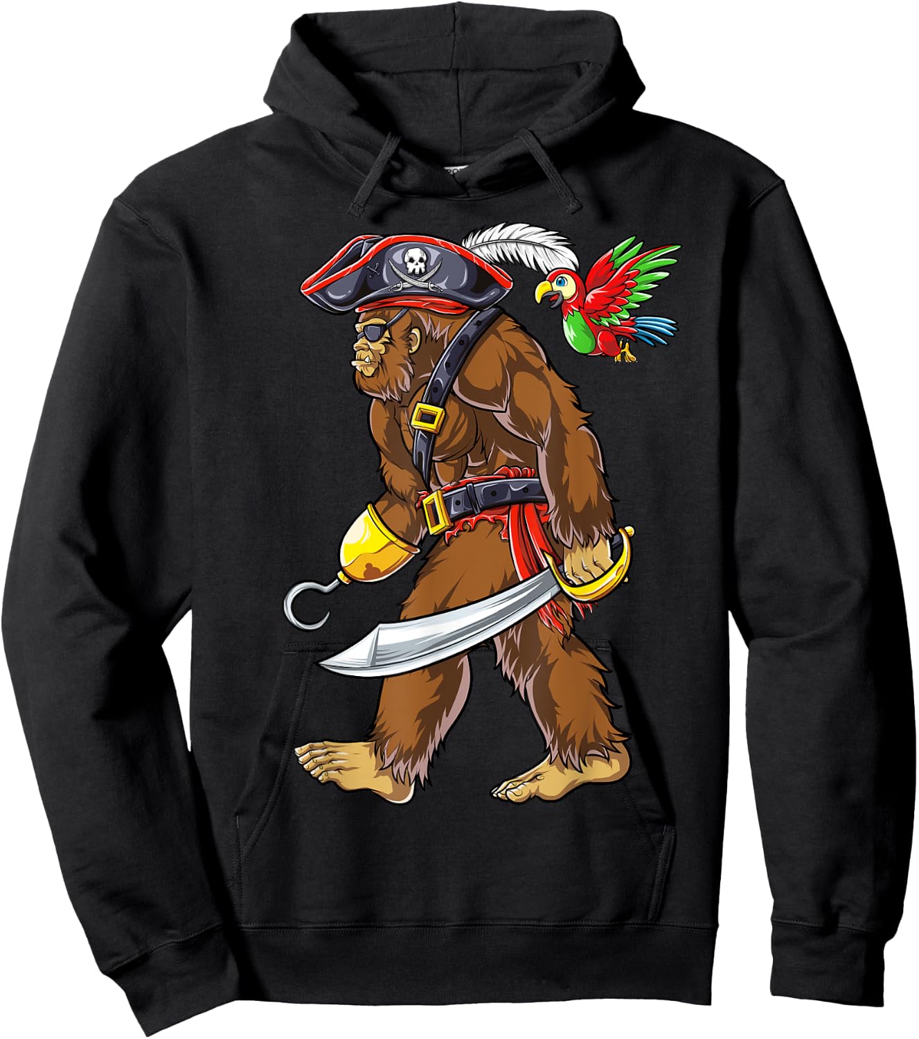 Bigfoot Pirate Jolly Roger Costume Men Kids Boys Sasquatch Hoodie - Hoodie | Black