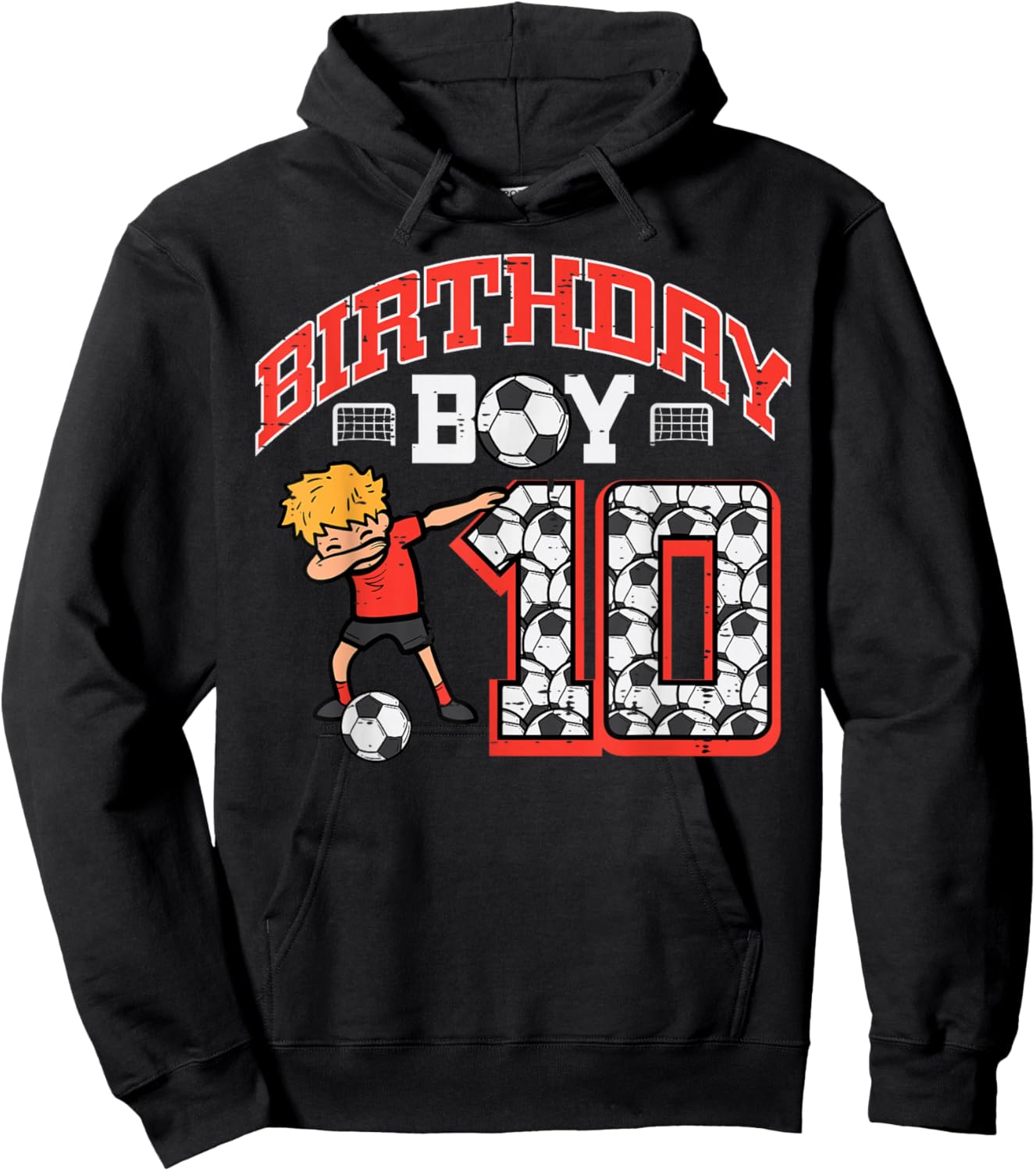Birthday Boy 10 Soccer Dab 10th Birthday Party Football Boys Hoodie - Hoodie | Black