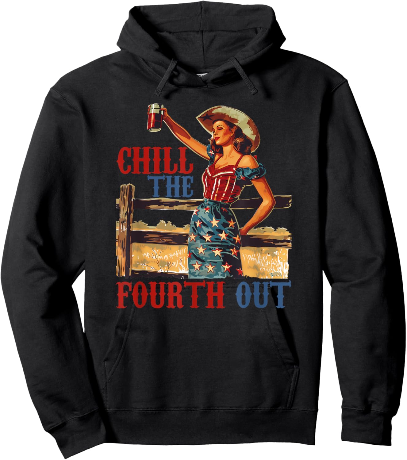 Chill the 4th Out: Women's 4th of July Humor Hoodie - Hoodie | Black