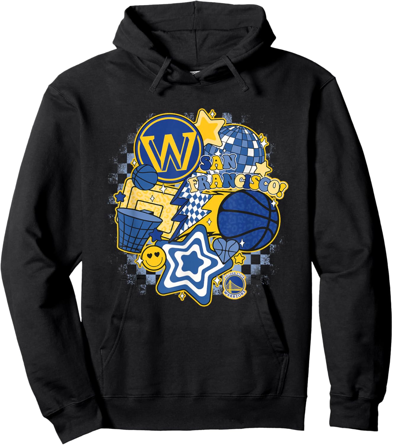 NBA Golden State Warriors Psychedelic Basketball Collage Hoodie - Hoodie | Black
