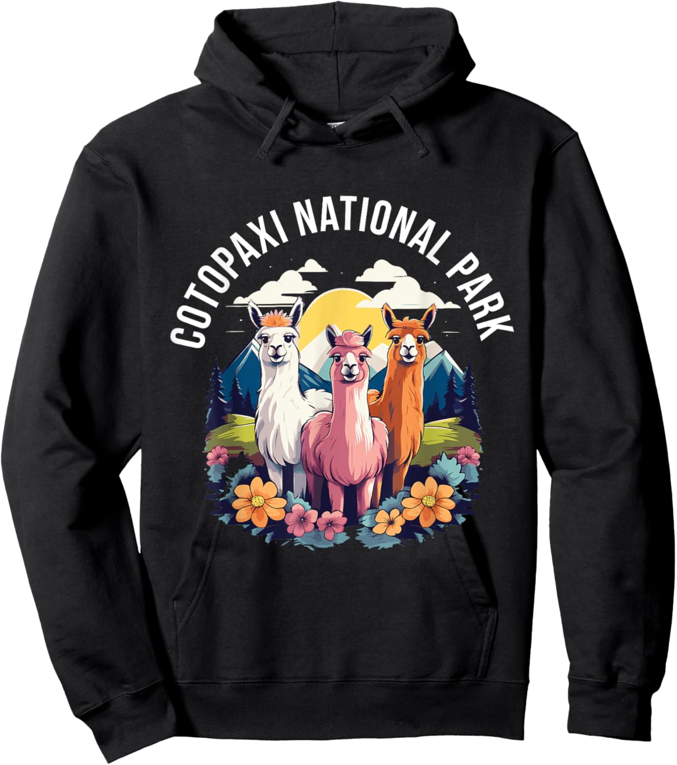 Cotopaxi National Park Cute Llama Gang Mountains Souvenir Hoodie - Hoodie | Black