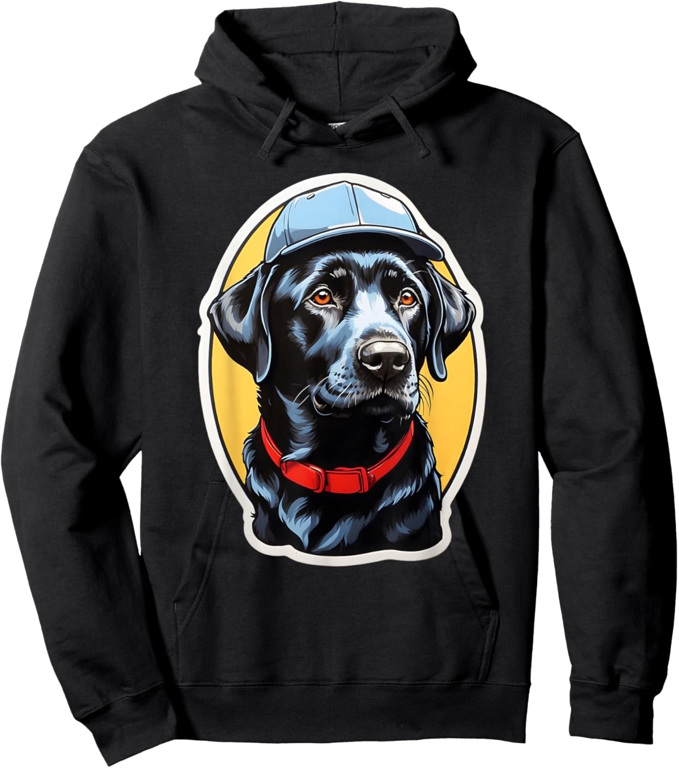 Baseball Bark - Black Lab Dog Wearing Baseball Hat Men Women Kids Hoodie - Hoodie | Black