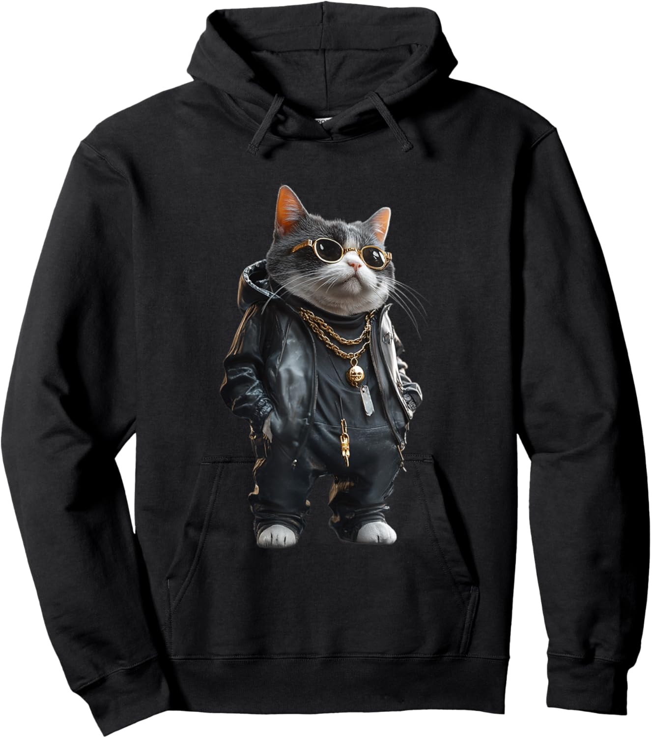 Thug Gangster Life Cat For Hip Hop Fans Meme and Cat lovers Hoodie - Hoodie | Black