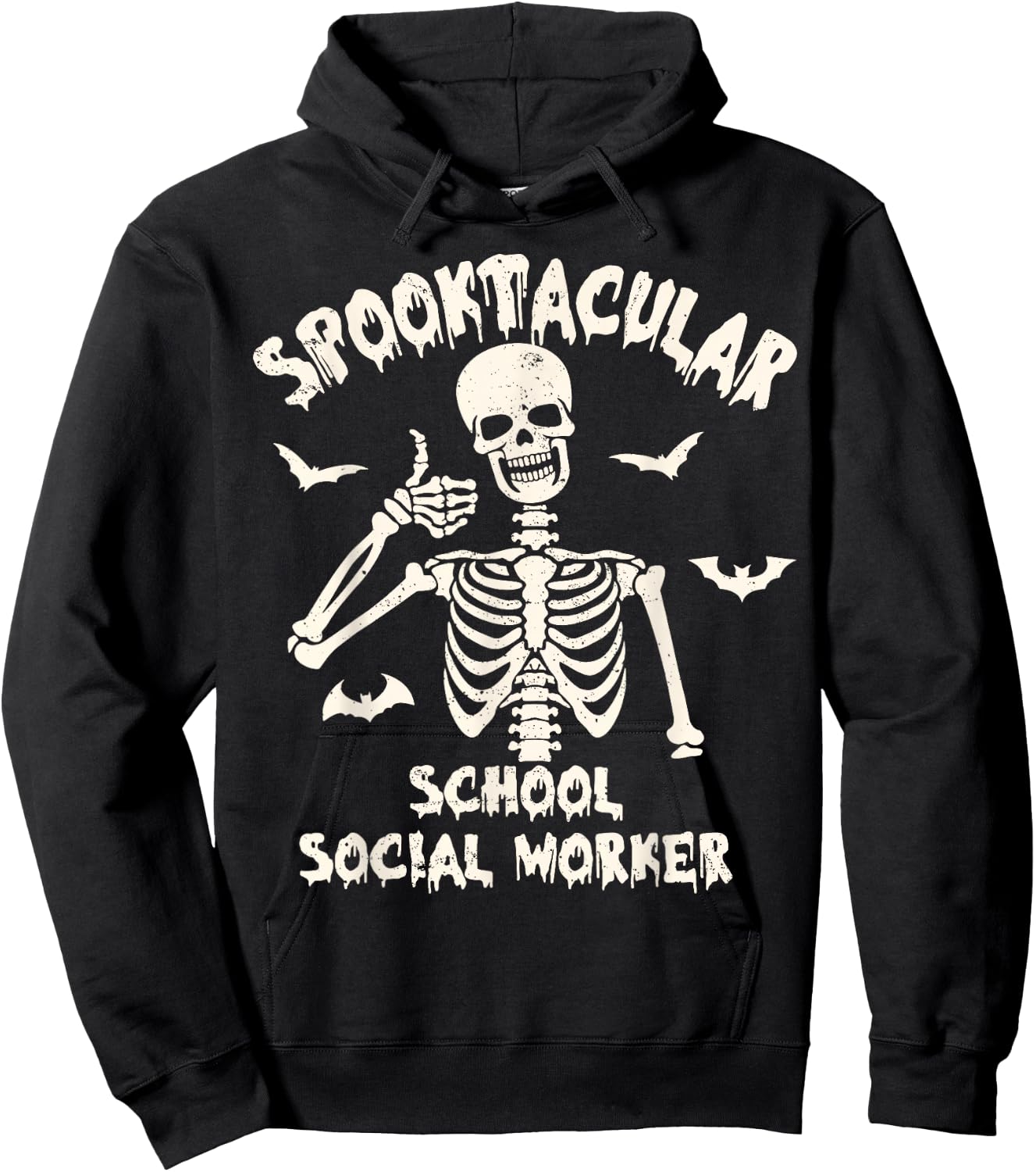 Spooktacular School Social Worker Funny Skeleton Halloween Hoodie - Hoodie | Black