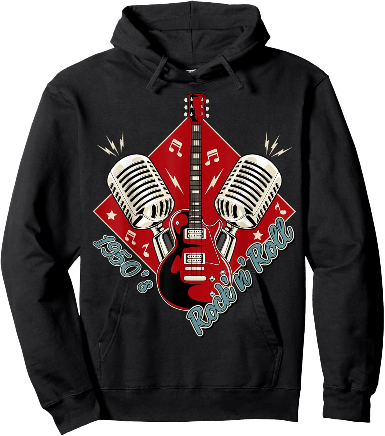 50s Rockabilly Clothing 1950s Sock Hop Swing Greaser Rocker Hoodie - Hoodie | Black