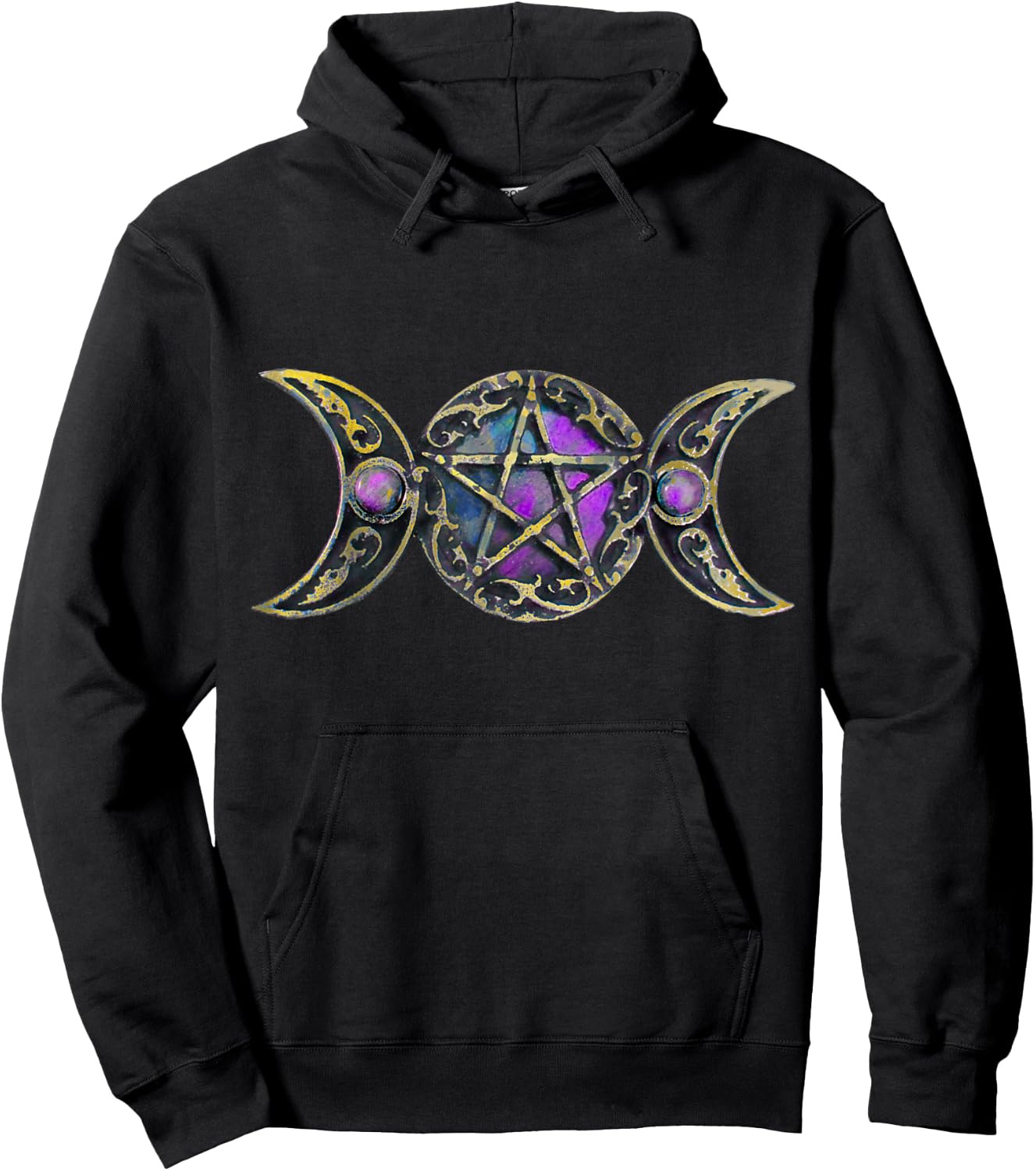 Triple Moon Symbol Goddess Hoodie - Hoodie | Black