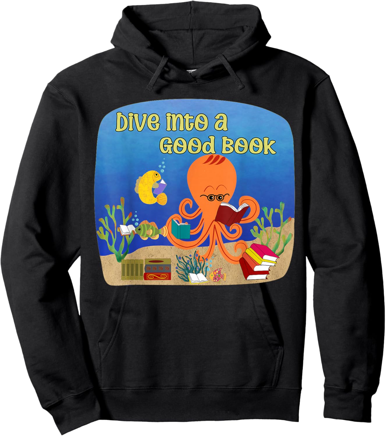 Dive into a Good Book Reading Pun Hoodie - Hoodie | Black