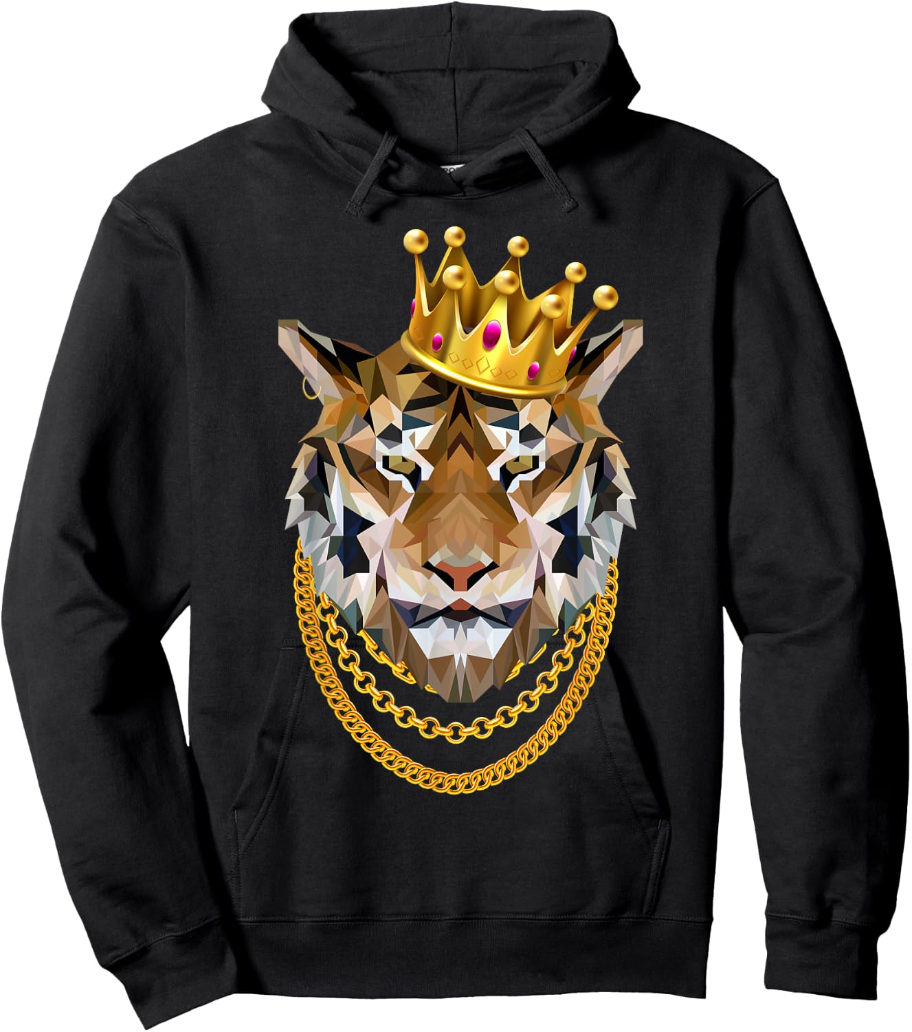 Siberian Tiger Gangster Crown King Chain Hoodie - Hoodie | Black