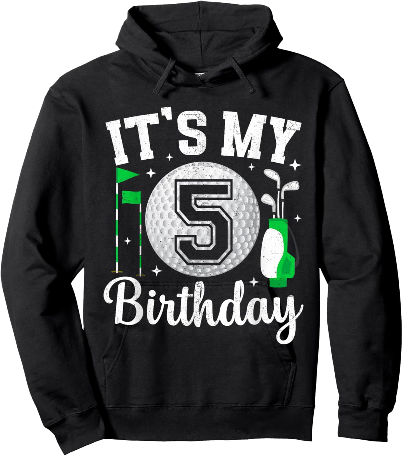 It's My 5th Birthday Golf 5 Year Old Golf Player Birthday Hoodie - Hoodie | Black