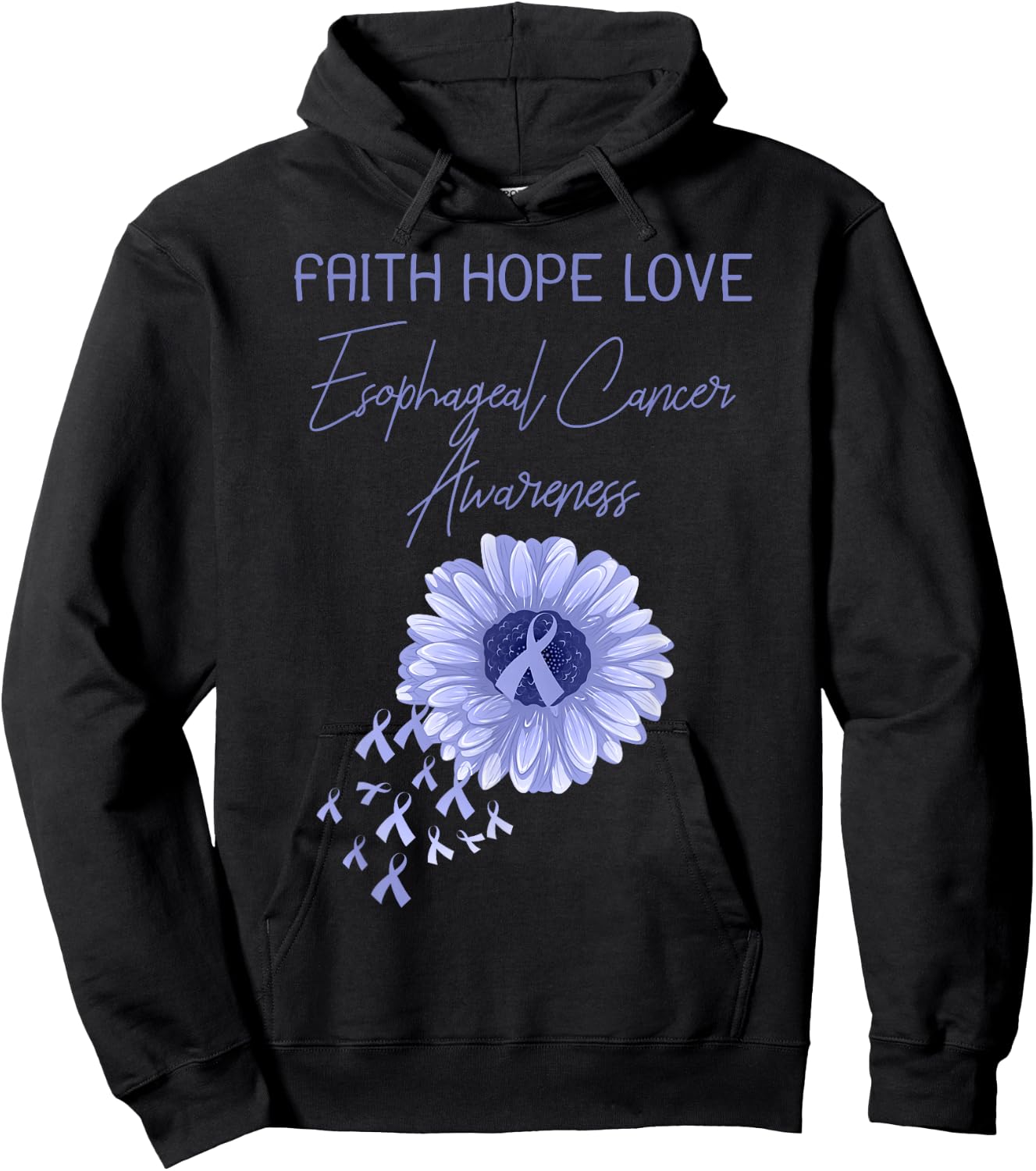 Faith Hope Love Esophageal Cancer Periwinkle Ribbon Hoodie - Hoodie | Black