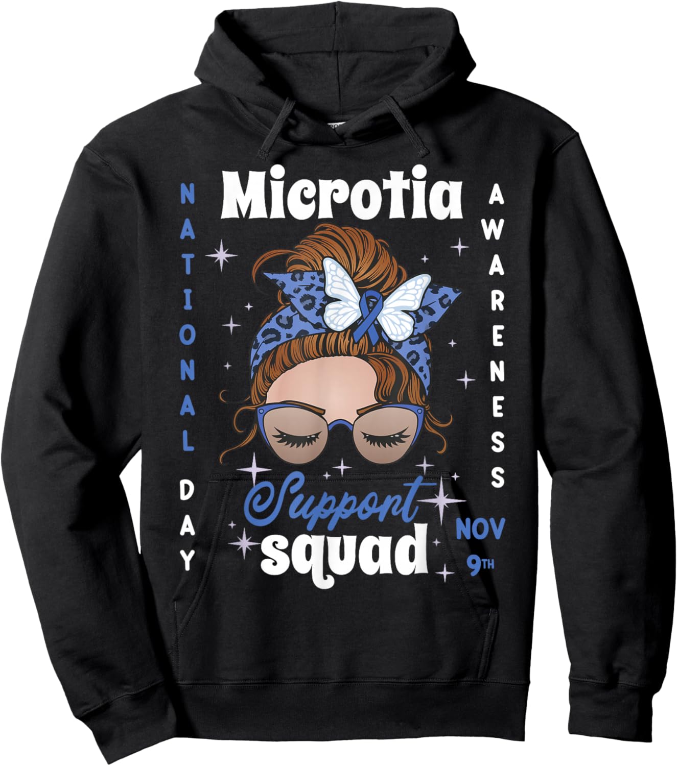 Microtia Awareness Day 2023 Blue Ribbon Family Support Fight Hoodie - Hoodie | Black
