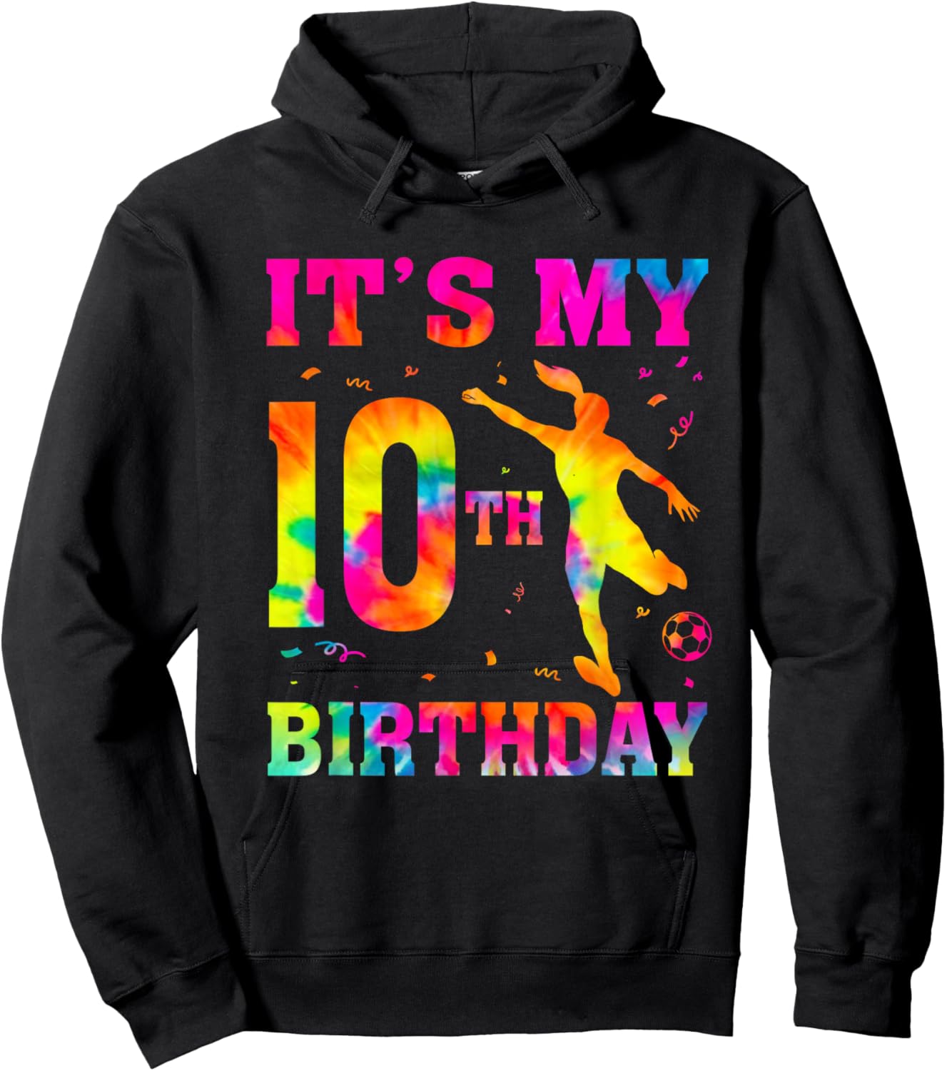 It's My 10th Birthday Soccer 10 Year Old Party Soccer Player Hoodie - Hoodie | Black