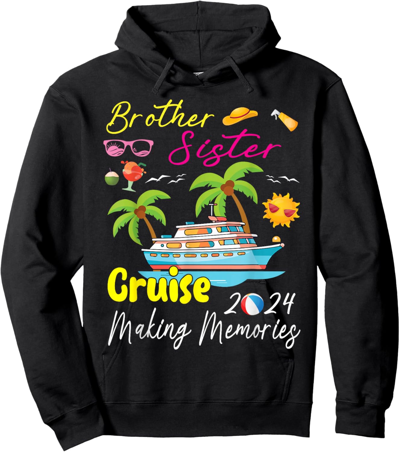 Brother Sister Cruise Est 2024 Ship Making Memories Together Hoodie - Hoodie | Black