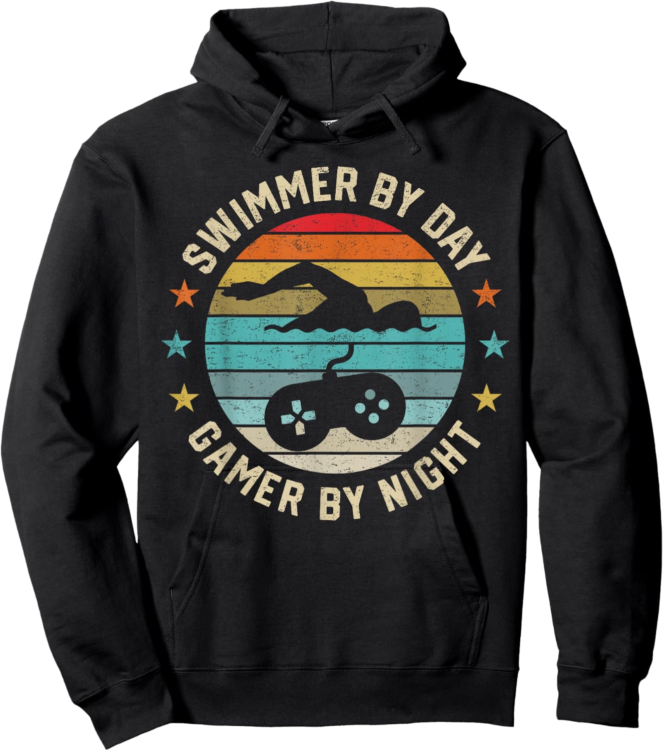 Swimmer by Day Gamer by Night Swimming Swim Lover Gaming Hoodie - Hoodie | Black