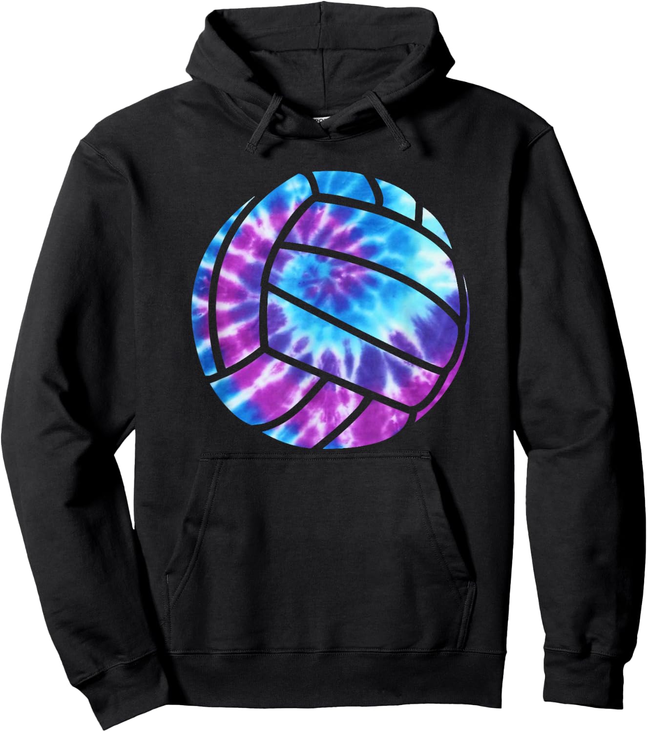 Volleyball Tie Dye Blue Purple Teenage Girls Practice Hoodie - Hoodie | Black