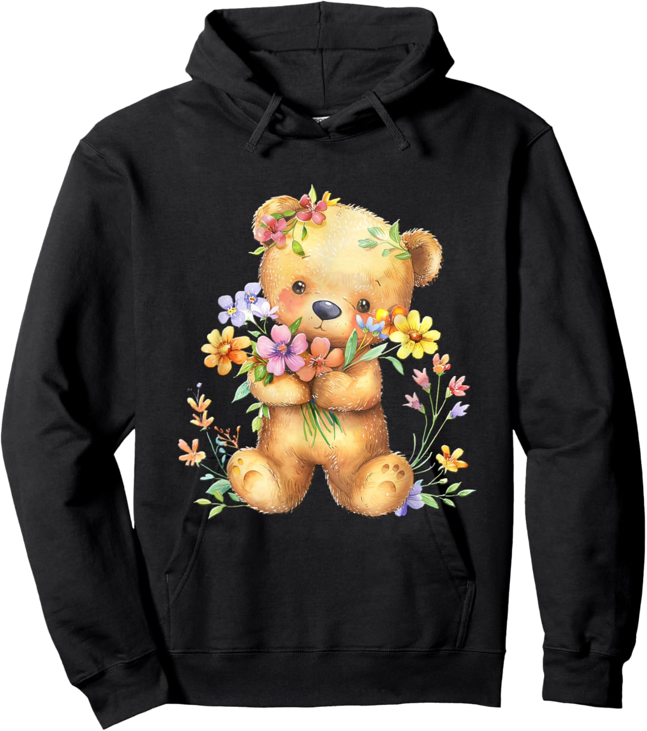 Baby Bear with Flowers Cute Lil Bears Snugglebear Daughter Hoodie - Hoodie | Black