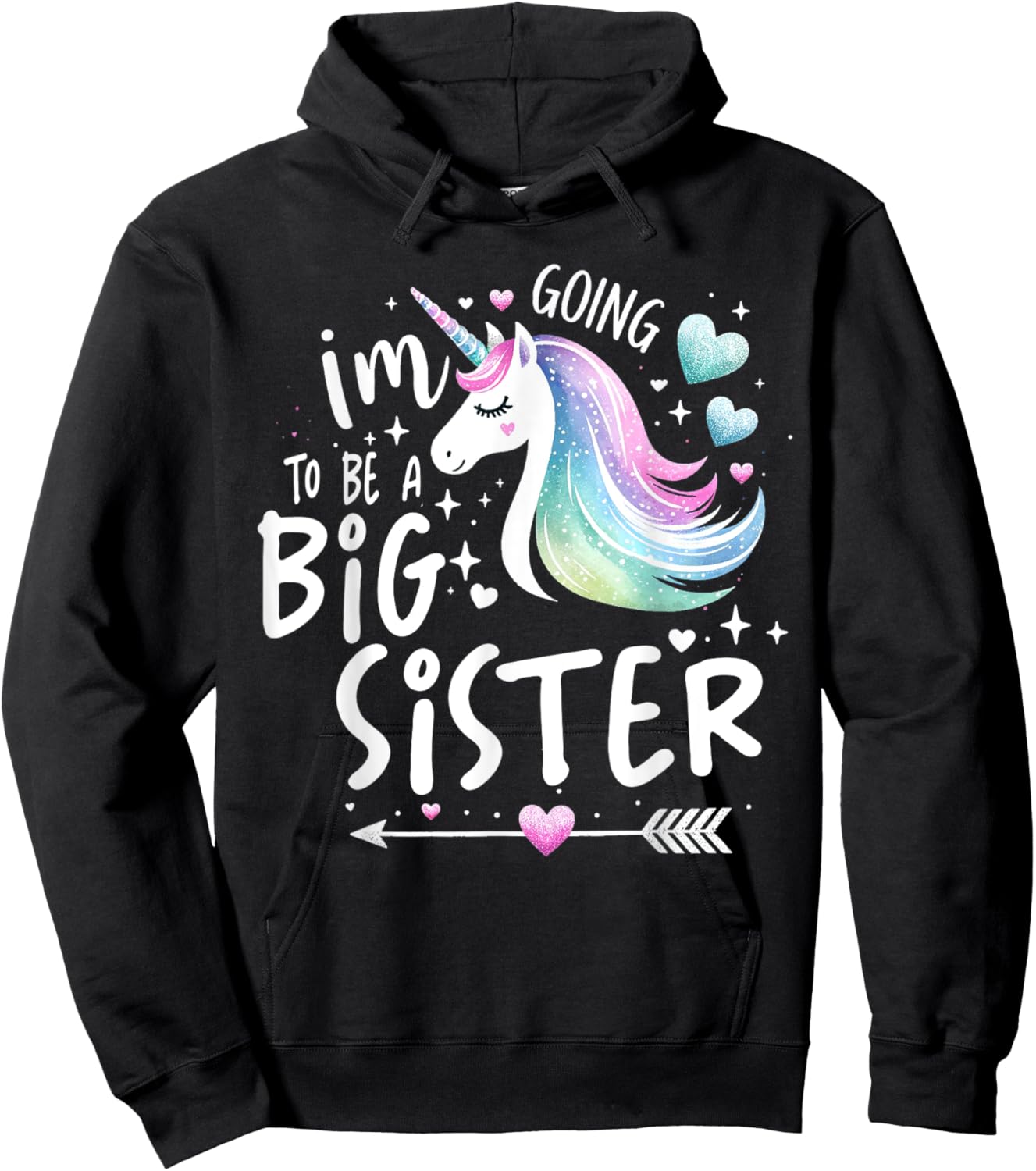 Best Sibling Baby Shower Big Sister Shirts for Girls Unicorn Hoodie - Hoodie | Black