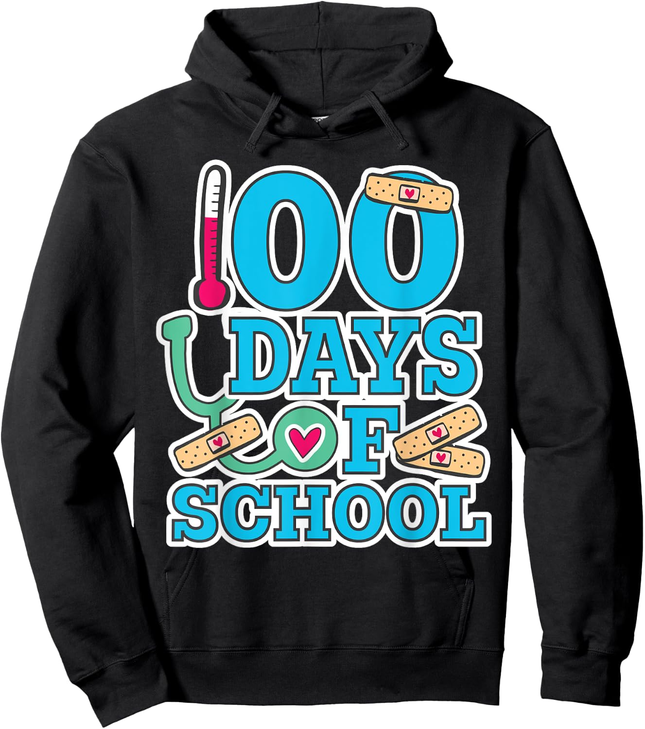 School Nurse 100 Days of School Hoodie - Hoodie | Black