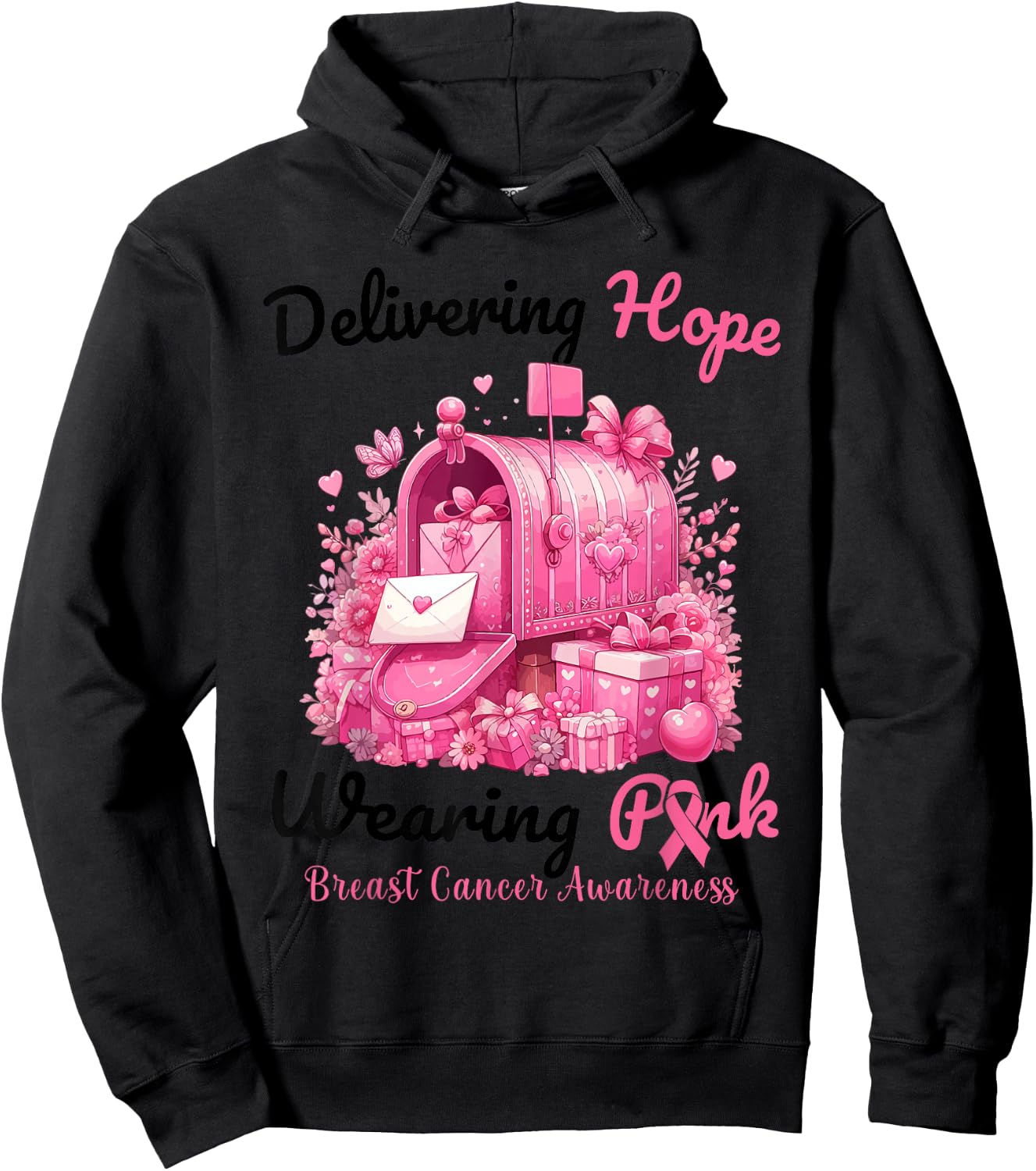 Postal Carrier Breast Cancer Awareness October We Wear Pink Hoodie - Hoodie | Black