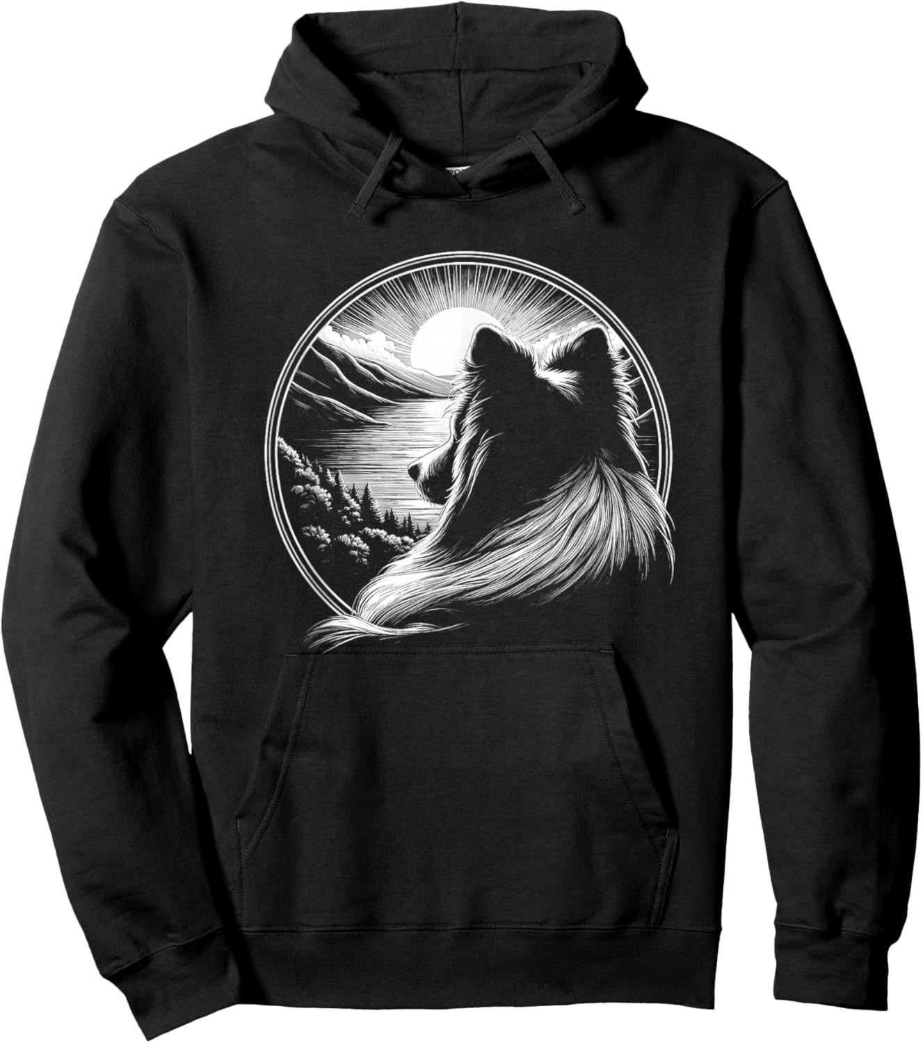 Shetland Sheepdog Dog Scene Sheltie Graphic Art Design Hoodie - Hoodie | Black