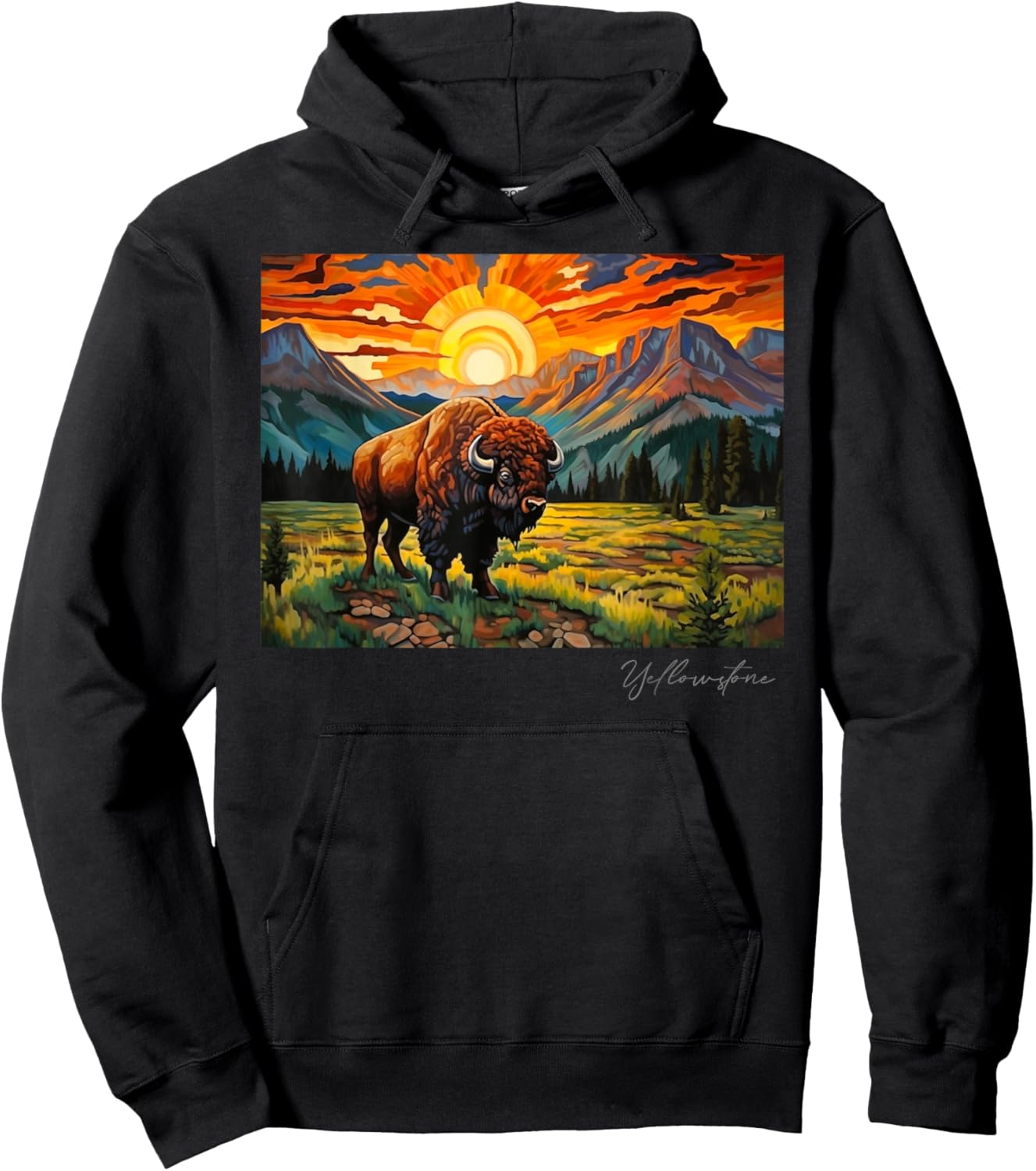 Yellowstone National Park Camping Hiking Outdoors Mountain Hoodie - Hoodie | Black