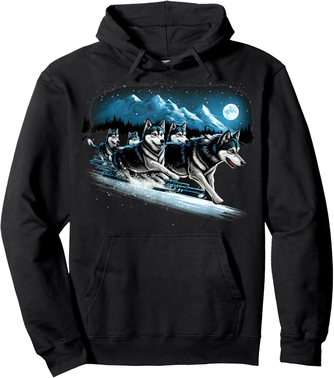 Siberian Husky Sled dogs pulling a winter sledge Hoodie - Hoodie | Black