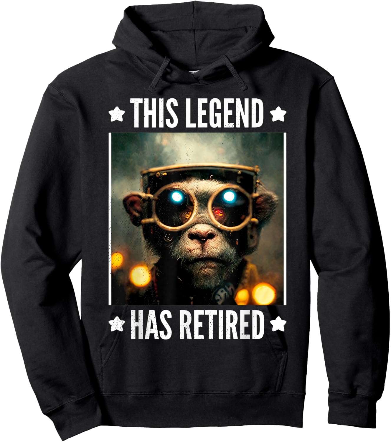 This legend has retired. Cool illustrated monkey. Hoodie - Hoodie | Black