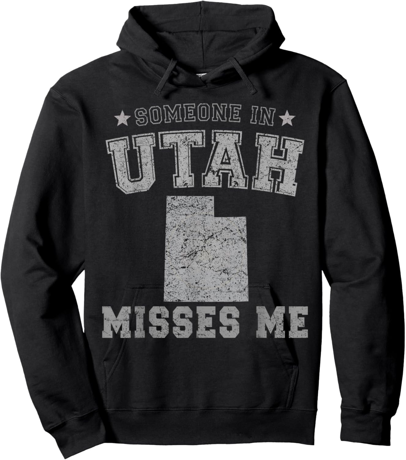 Someone In Utah Misses Me Heart Vintage State Hoodie - Hoodie | Black