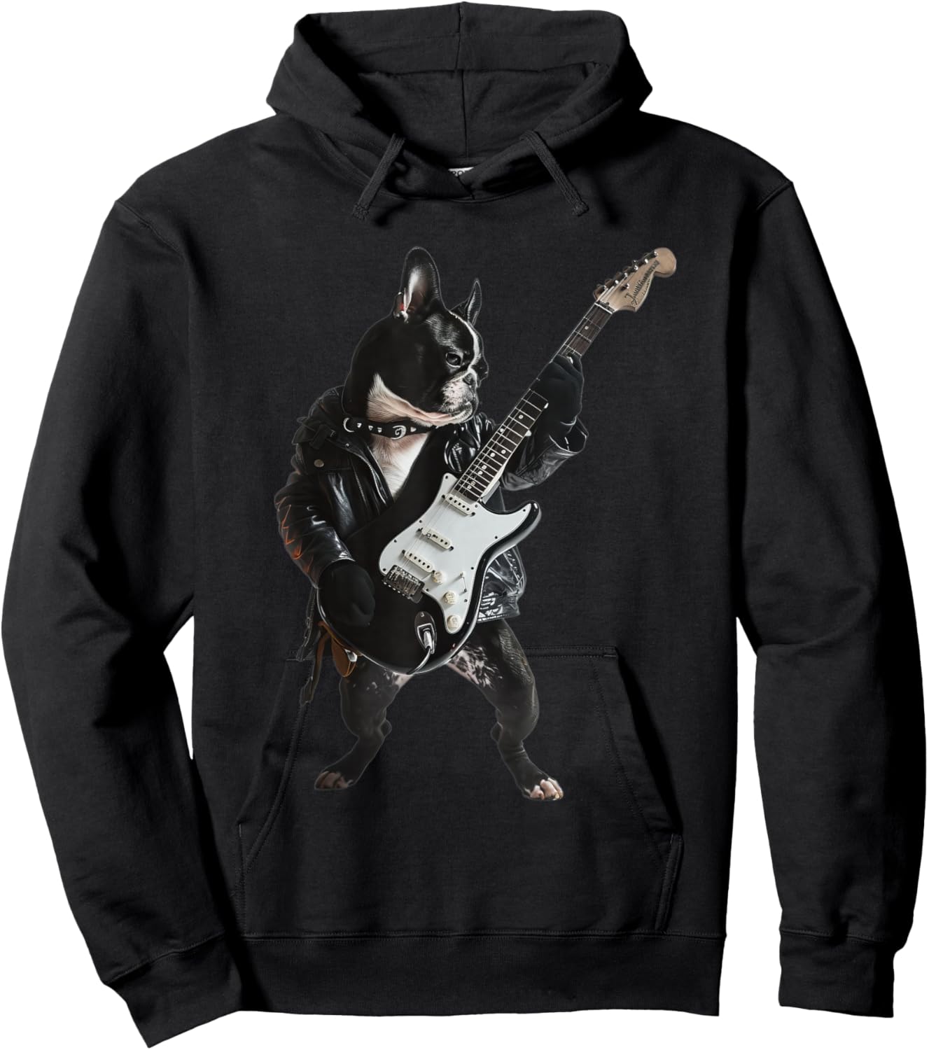Boston Terrier Guitar Hoodie - Hoodie | Black