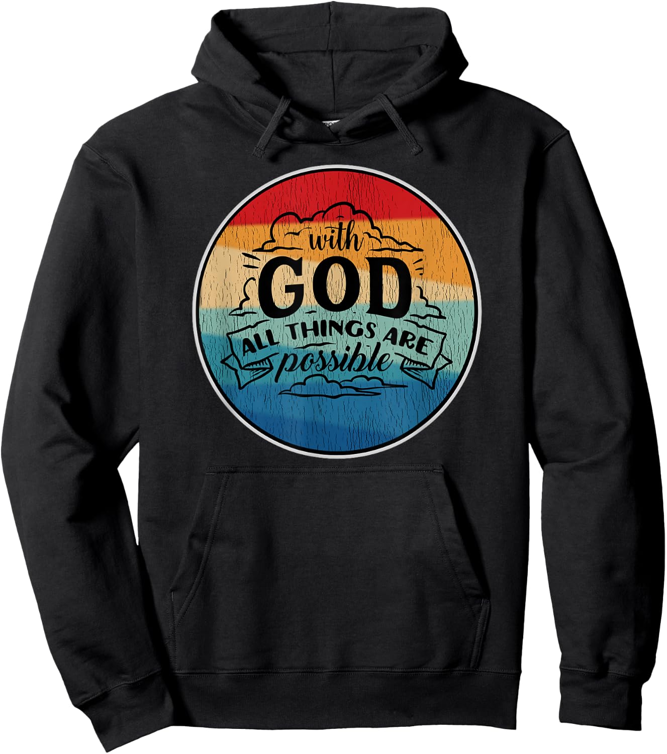 With God All Things Are Possible Retro Hoodie - Hoodie | Black