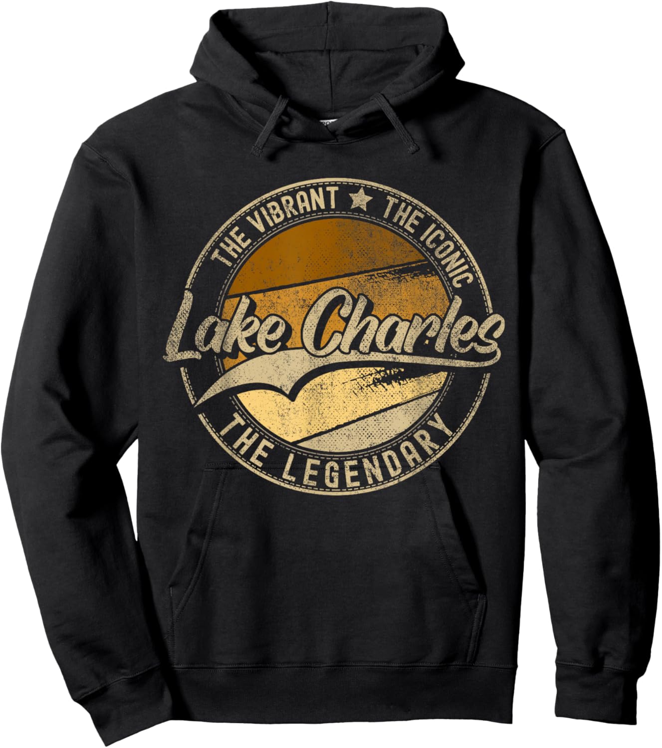 Lake Charles LA | Louisiana | Vintage Distressed Hoodie - Hoodie | Black