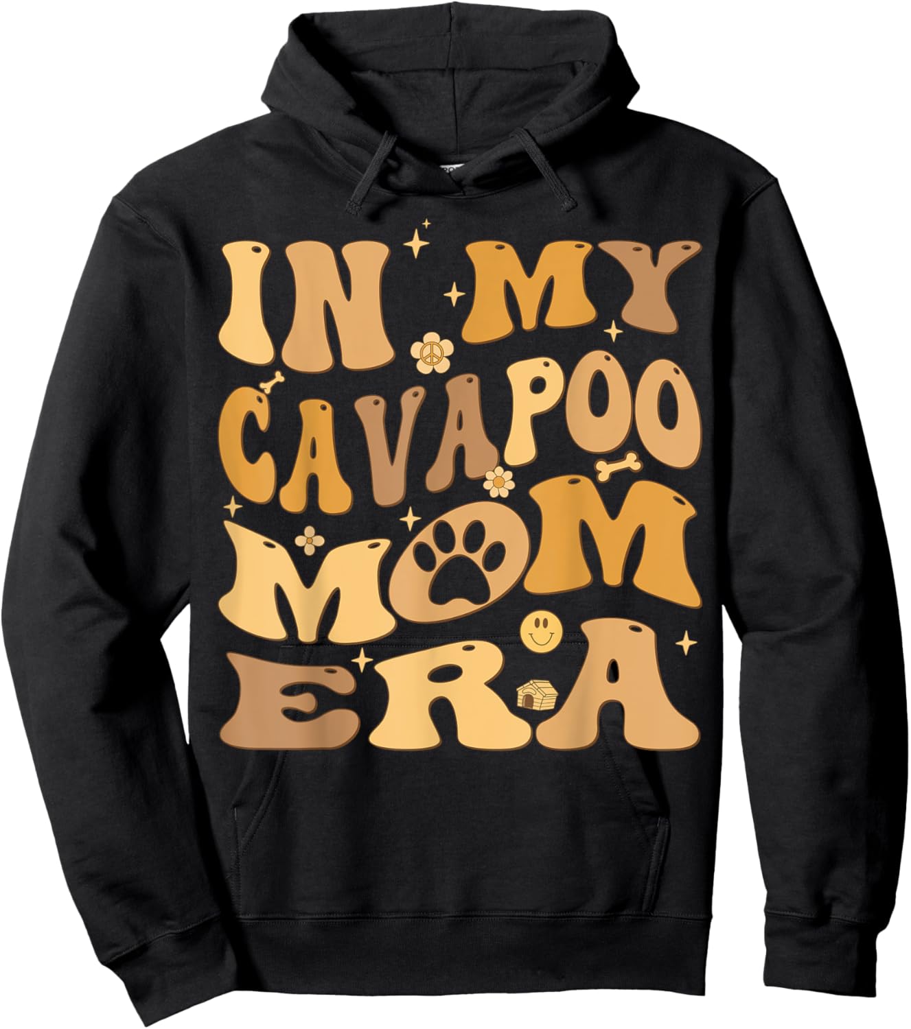 In My Cavapoo Mom Era Groovy Cavoodle Hoodie - Hoodie | Black