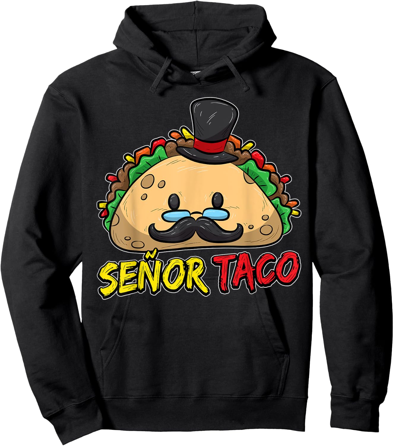 Taco With Mustache Cinco de Mayo Taco Lover Hoodie - Hoodie | Black