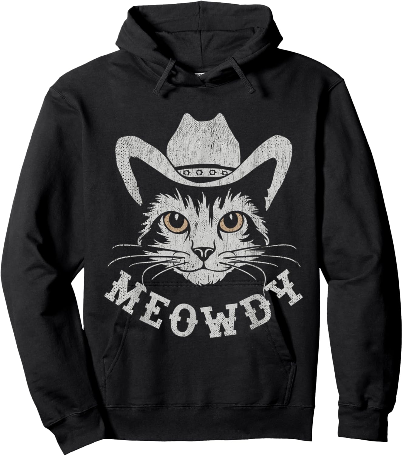 Retro Cowboy Hat Farmer Gifts For Cowgirls Cowboys Meowdy Cat Horse Rider Men Women Kids Hoodie - Hoodie | Black
