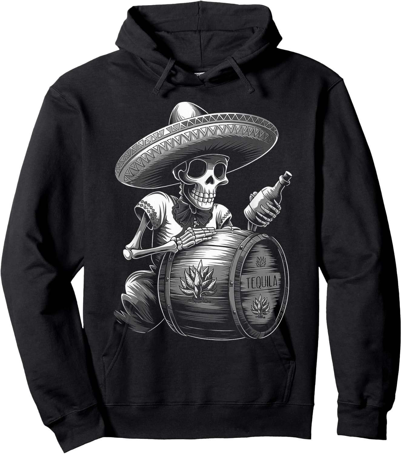Mexico Vintage Skeleton Tequila Dia De Los Muertos Mexican Hoodie - Hoodie | Black