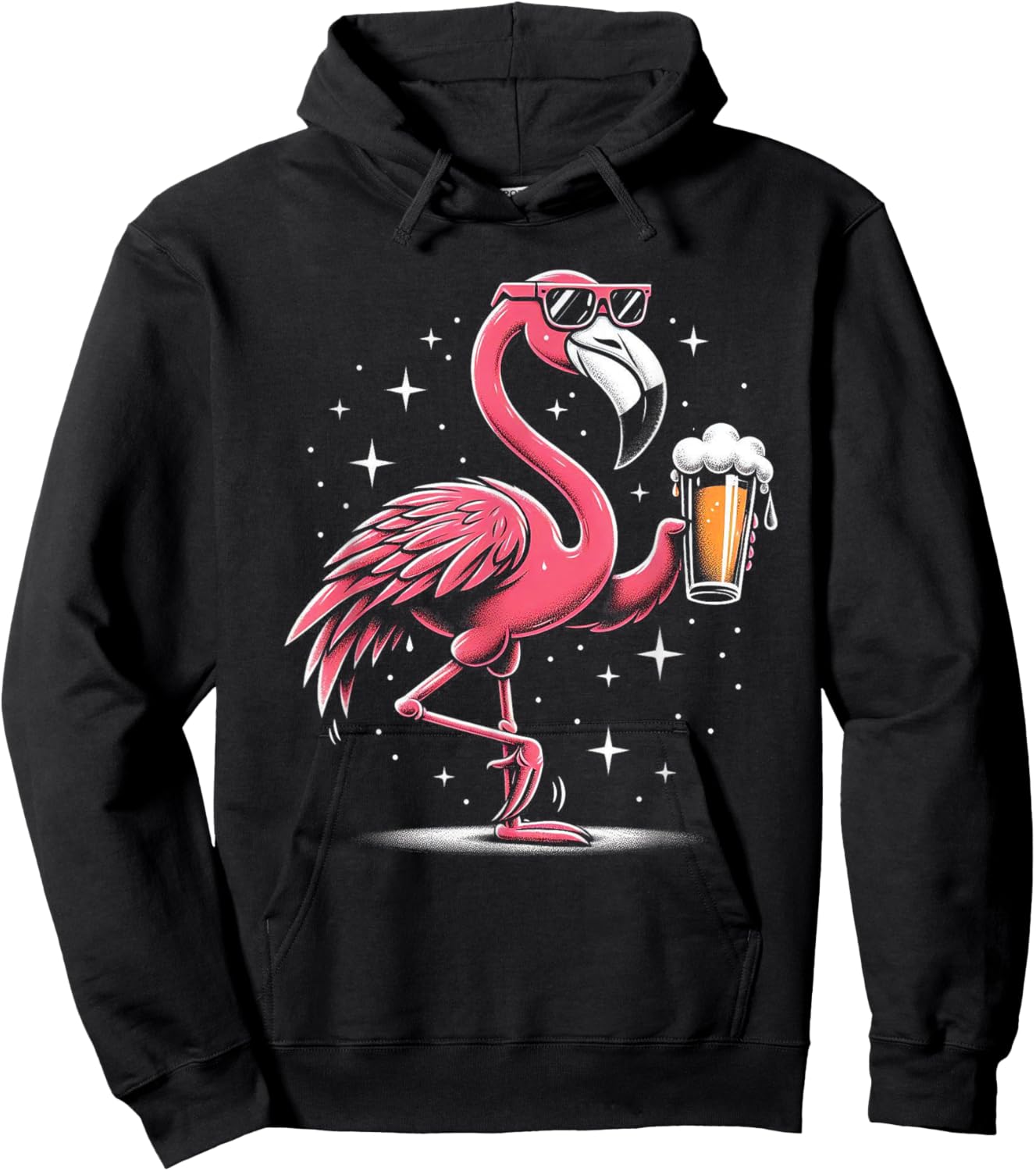 Funny Flamingo Beer Drinking Party Beer Drinker Hoodie - Hoodie | Black