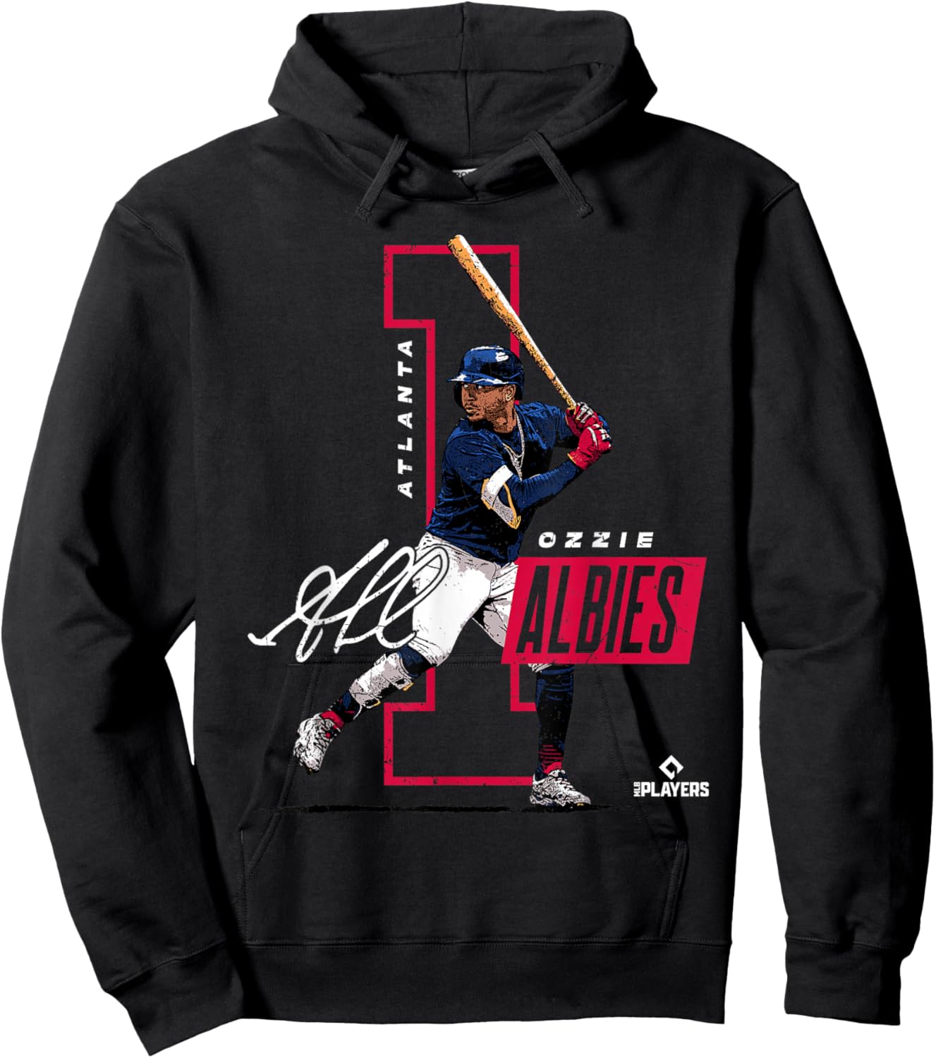 Ozzie Albies | Atlanta Baseball MLB Players | MLBALB4010 Hoodie - Hoodie | Black