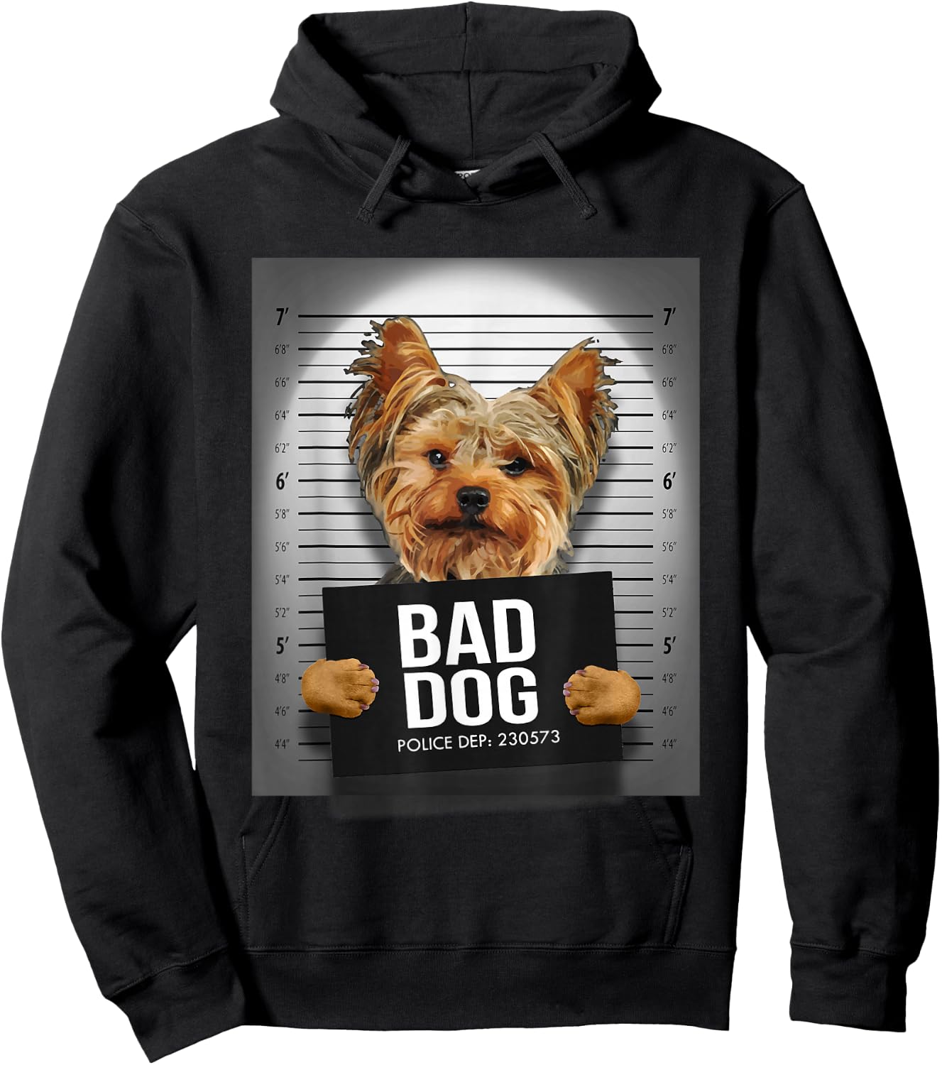 Yorkie Mugshot Shirt Hoodie - Hoodie | Black