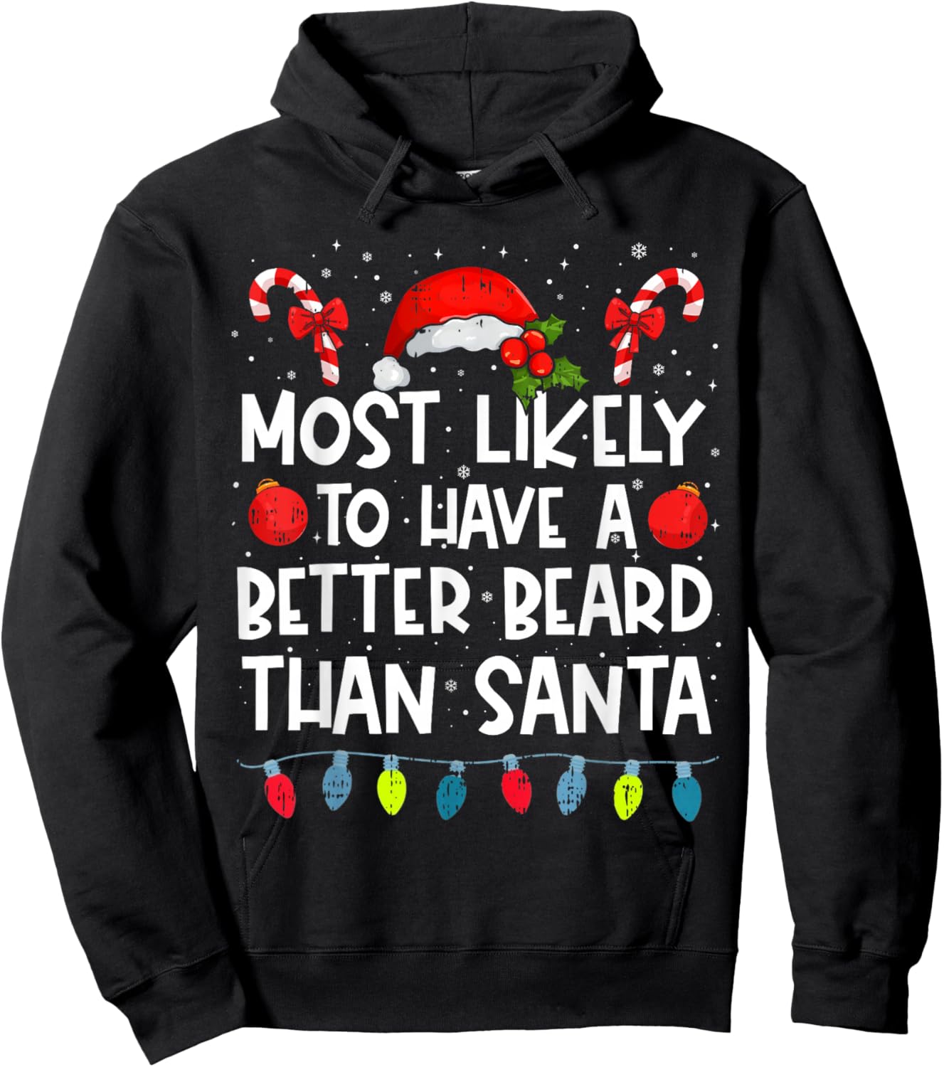 Most Likely To Have A Better Beard Than Santa Family Crew Hoodie - Hoodie | Black