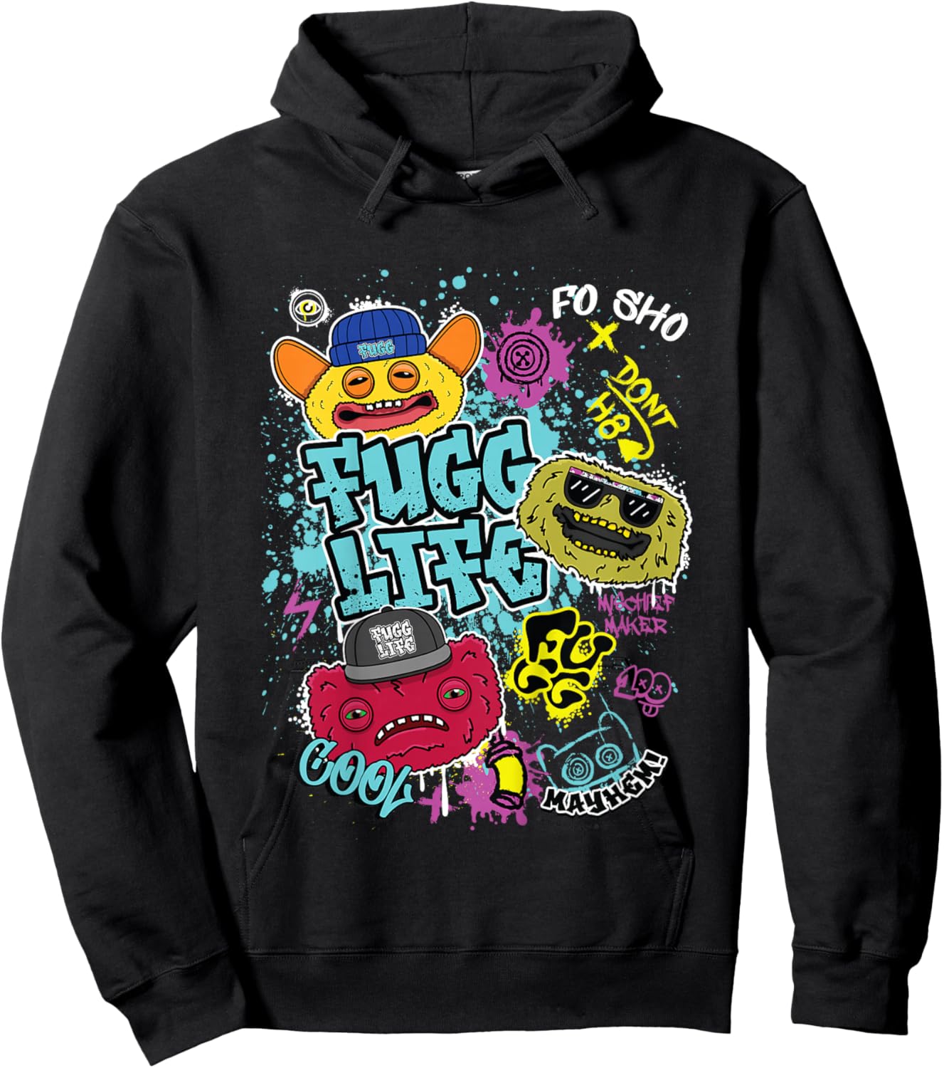 Fugg Life Grin Count Underoo Mcgoo Wide Eyed Weirdo Kids Hoodie - Hoodie | Black