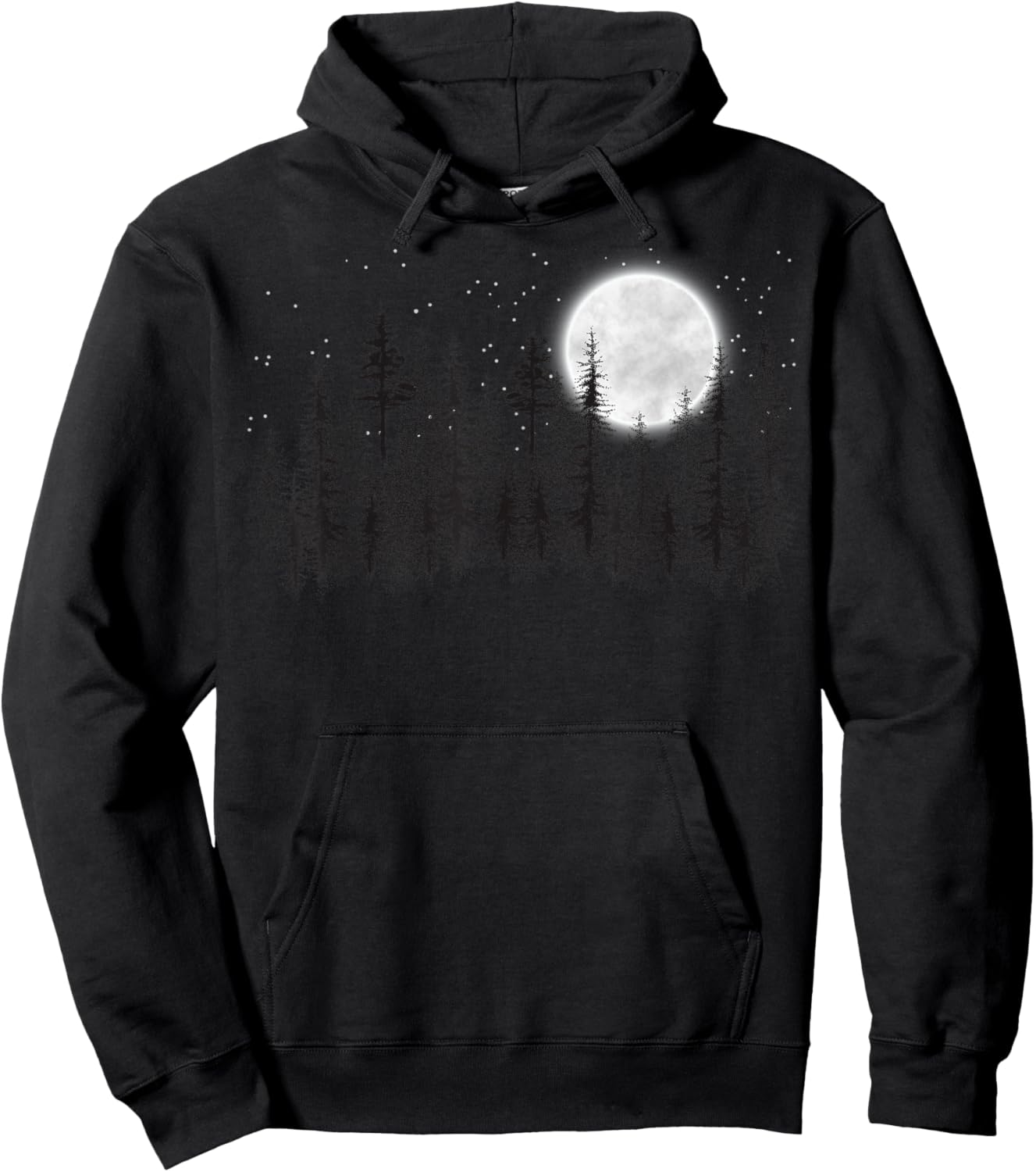 Mountain nature forest pine trees retro moon and stars Hoodie - Hoodie | Black