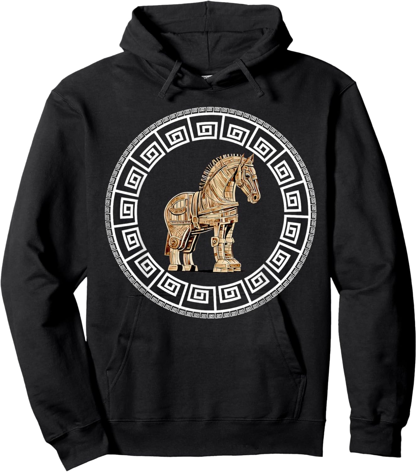 Greek Mythology Odyssey Greek History Trojan Horse Greek Key Hoodie - Hoodie | Black