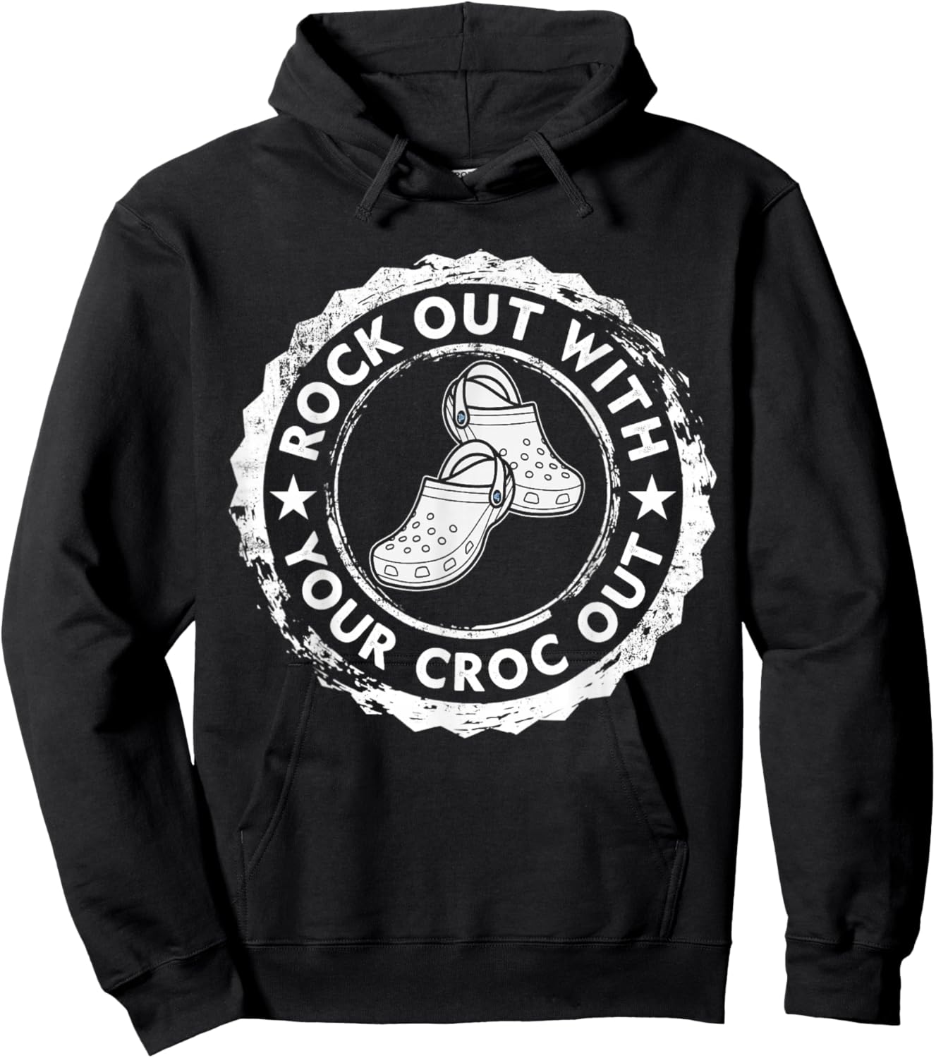 Distressed Retro Rock Out With Your Croc Out Nurse Hoodie - Hoodie | Black