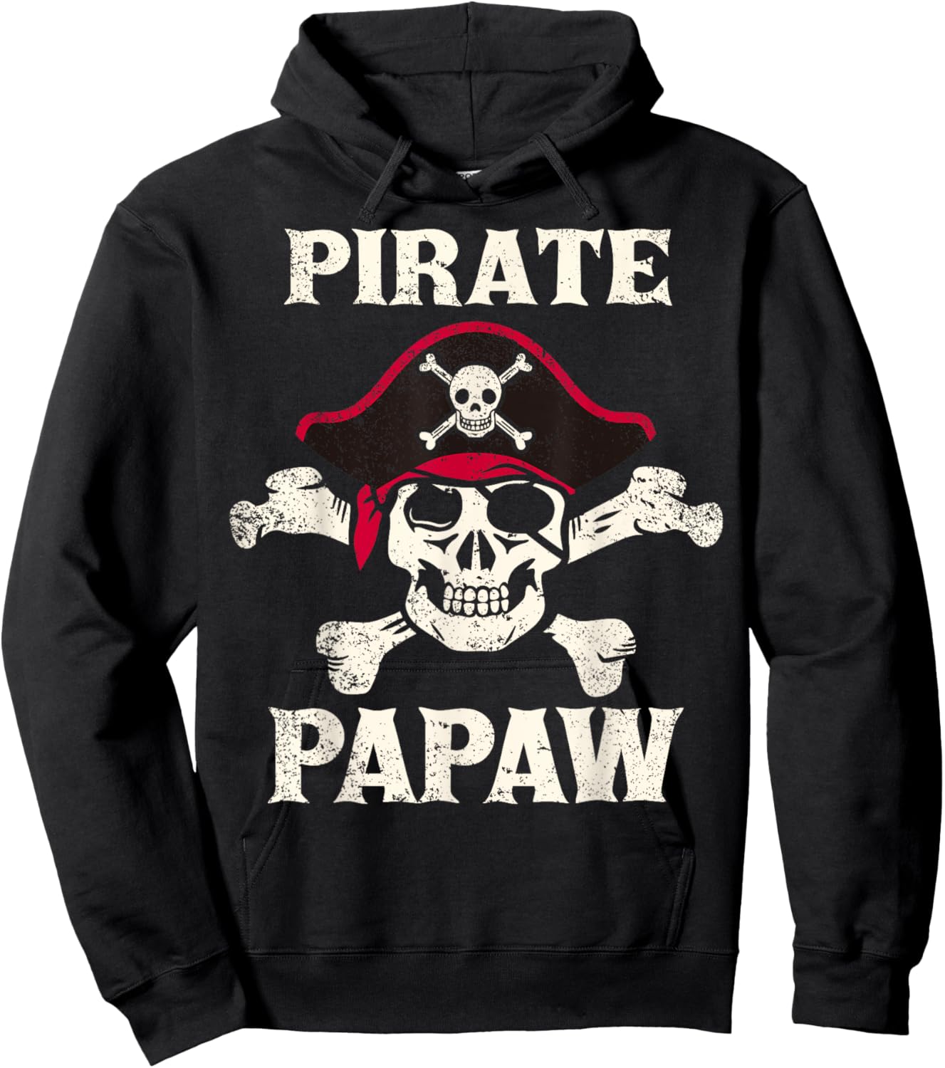 Pirate Papaw Skeleton Captain Funny Skull Pirate Papaw Hoodie - Hoodie | Black