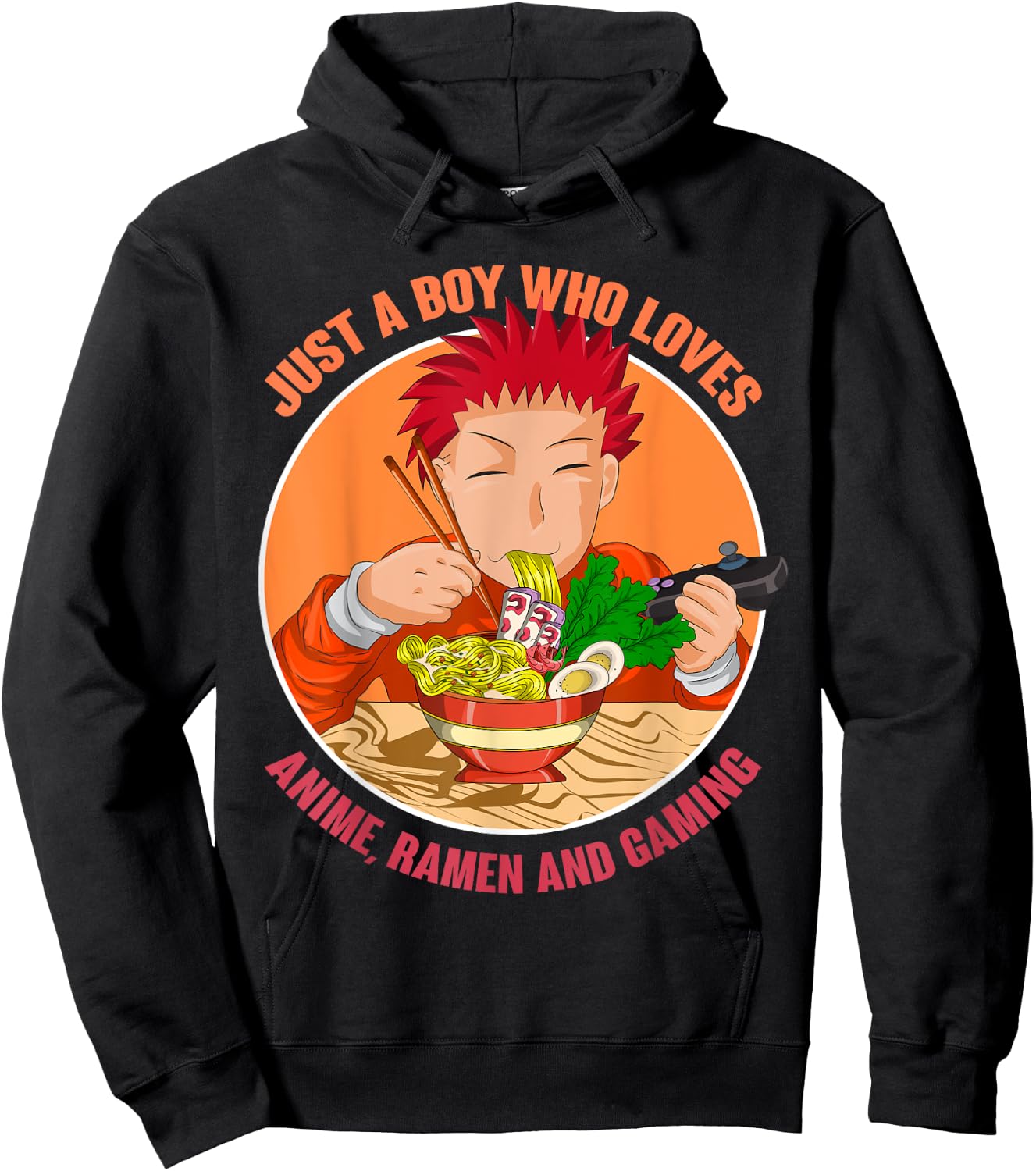 Just A Boy Who Loves Anime Ramen And Gaming Japan Anime Hoodie - Hoodie | Black