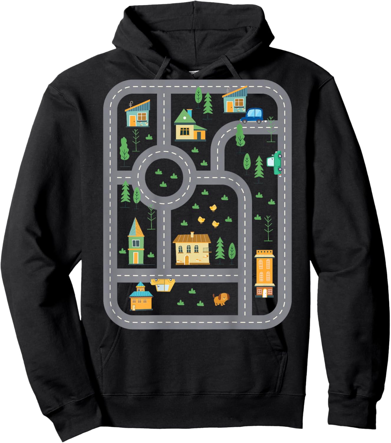 Cool Playmat Race Car Track On Back Dad Race car Mat Hoodie - Hoodie | Black